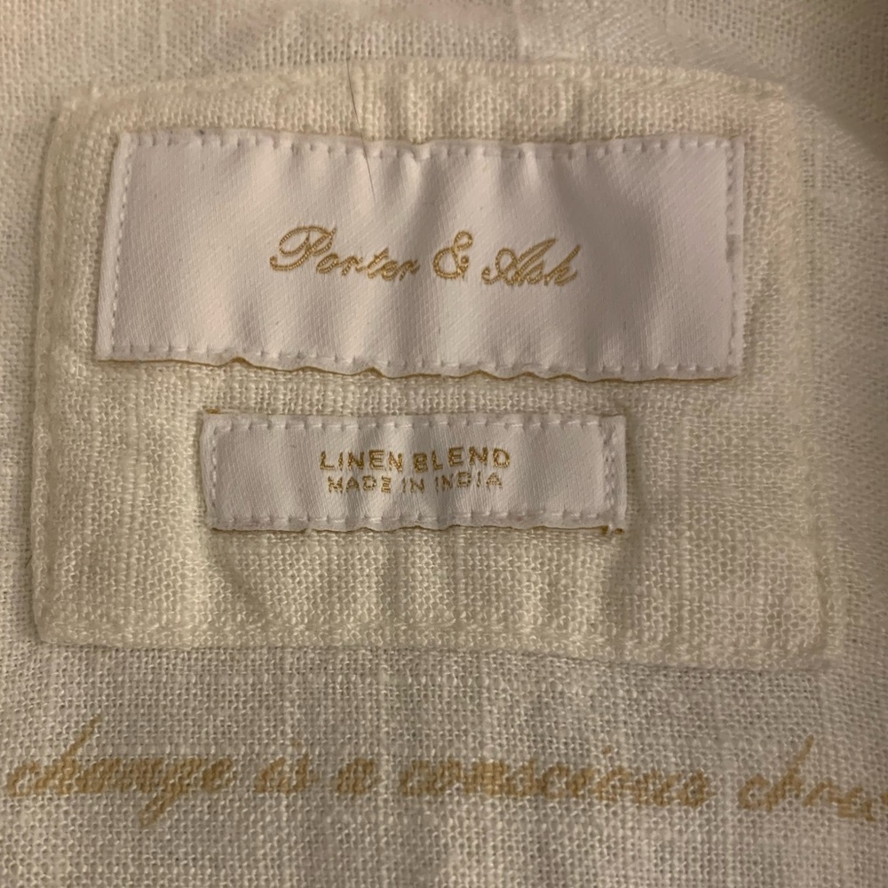 PORTER & ASH SS Linen Blend White/Cream Shirt - Picture 3 of 6